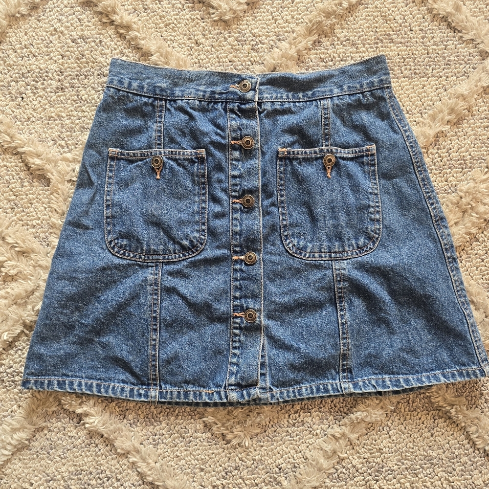 Vintage Y2K Unionbay Jean Mini Skirt Size 5 Grunge Festival Western Rave Denim
